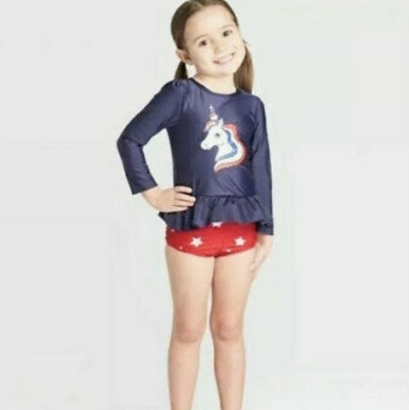Unicorn rash guard swimsuit - Picture 1 of 4